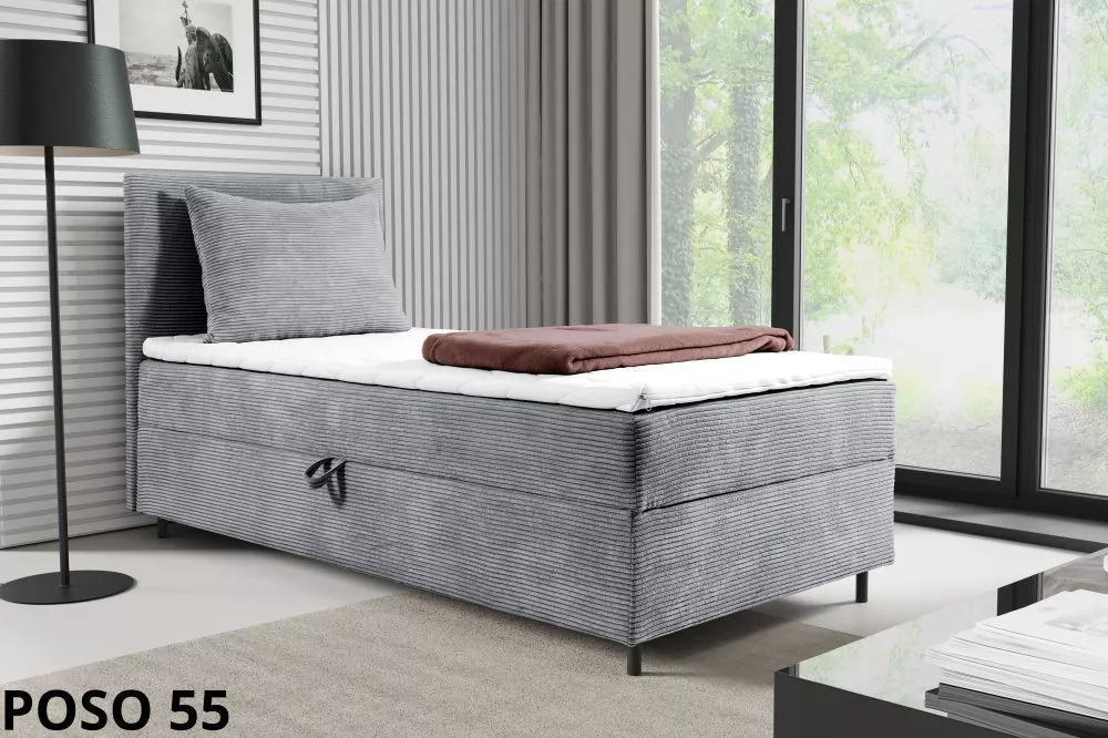 Gulta Poso R Mini Boxspring Standard Guļamvietas platums: 70 cm, Guļamvietas garums: 200 cm, · Gaiši pelēks · 73 × 206 ×
