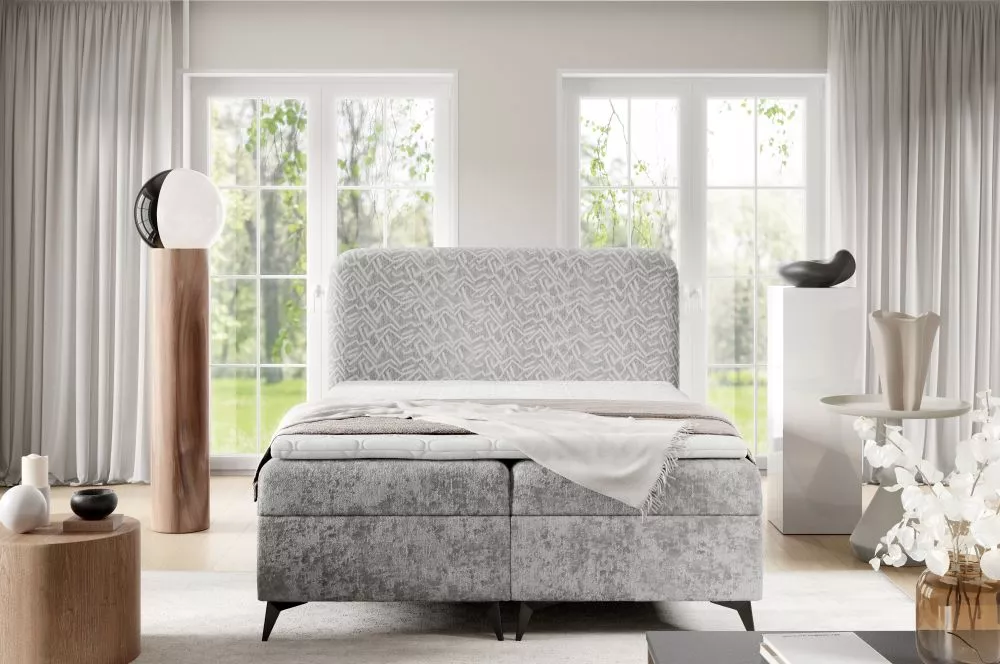 Gulta Ferni Boxspring Standard Guļamvietas platums: 160 cm, Guļamvietas garums: 200 cm, · Pelēks · 164 × 204 × 135 cm