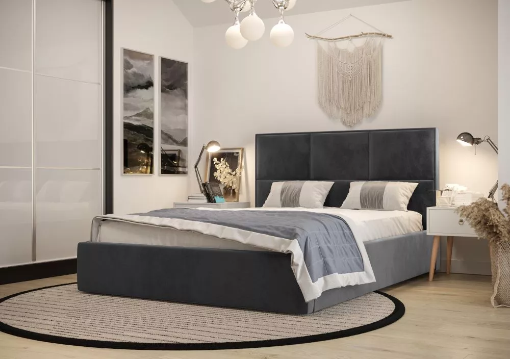 Gulta Elga Standard ar stelāžu Guļamvietas platums: 160 cm, Guļamvietas garums: 200 cm, stelāžas tips: koka, · Tumši pel