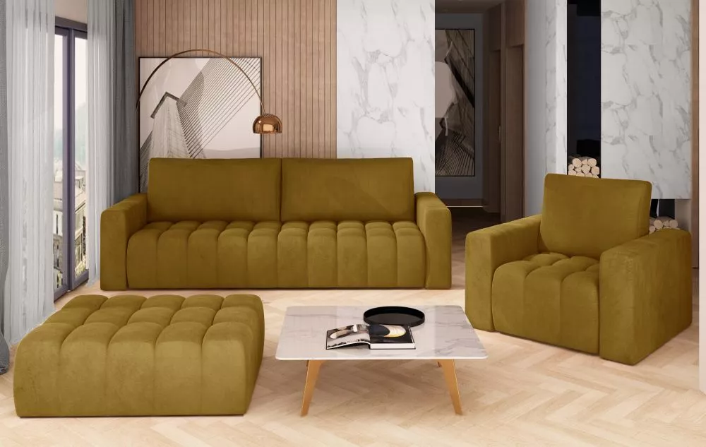 Komplekts Lazaro 3S+1S+P Premium standard · Dzeltens · 97 × 245 × 86 cm