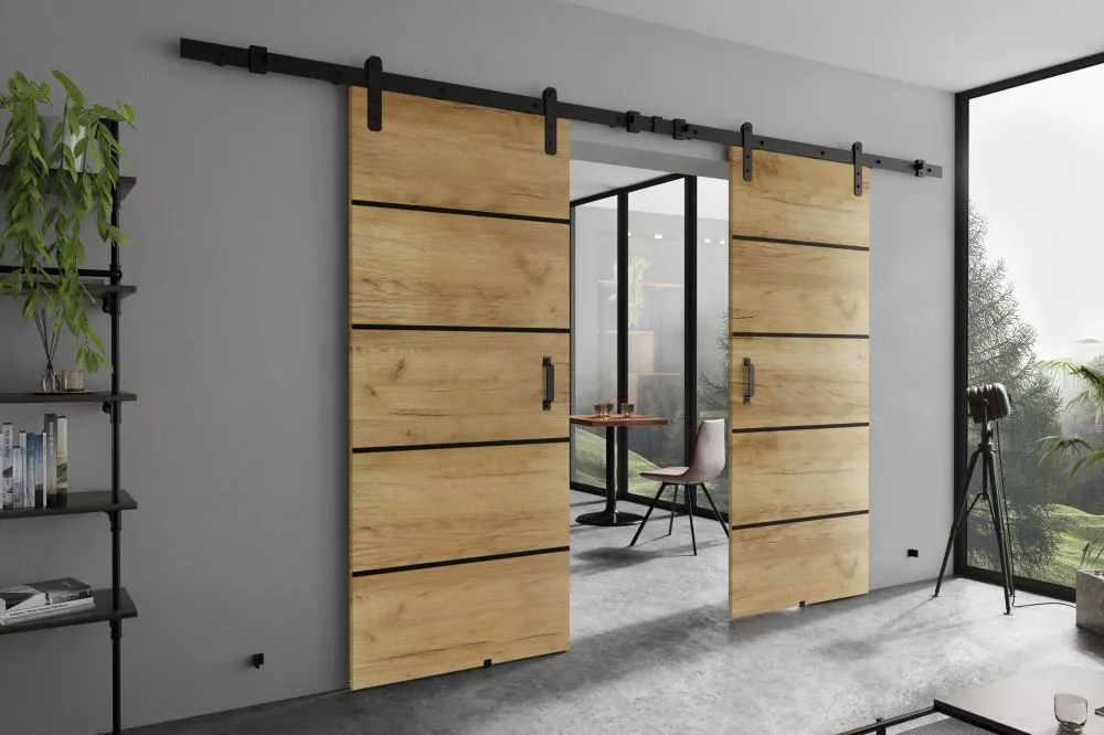 Bīdāmās durvis Lorni Plus Duo · Ozols craft zelts · 212 × 205 cm
