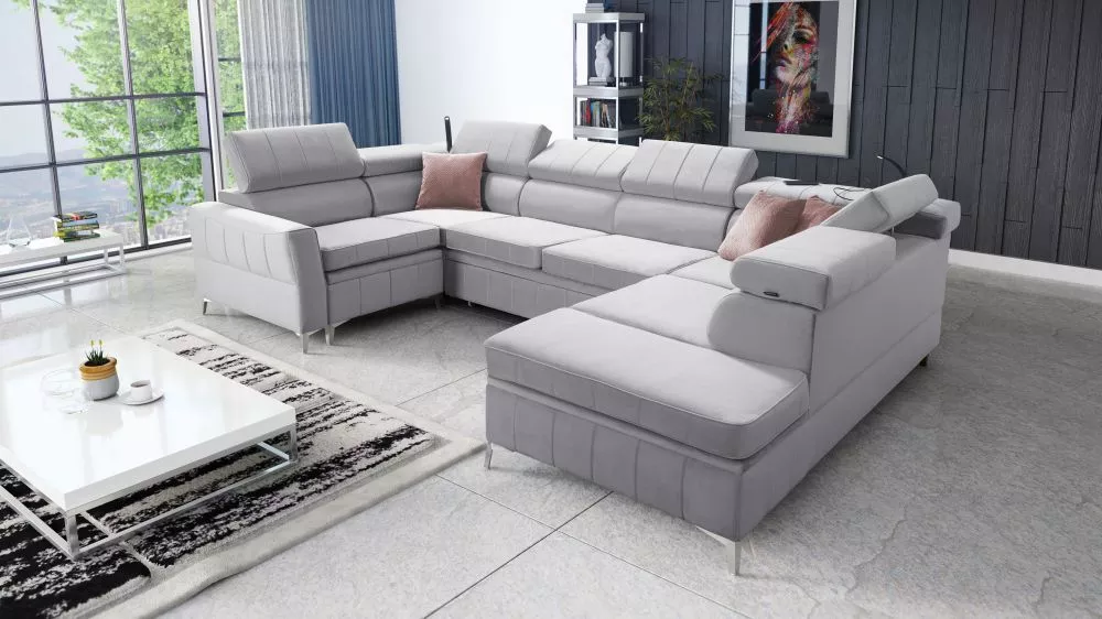 Dīvāns Bartez 5 Standard · Gaiši pelēks · 218 × 336 × 80 cm