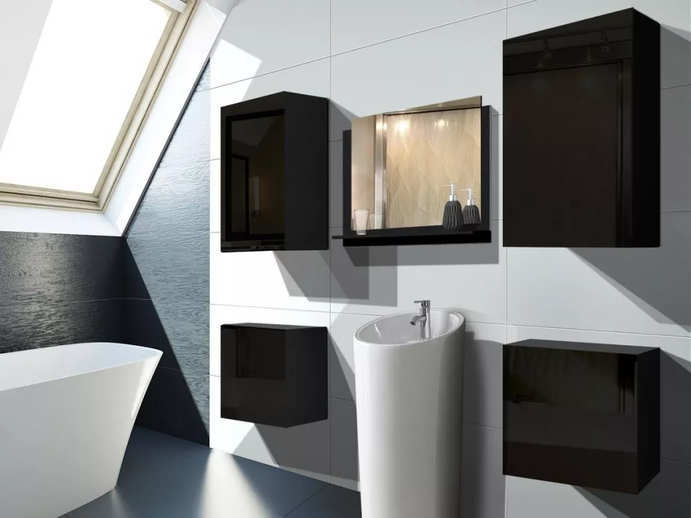 Vannas istabas komplekts Alius 17 ar LED · Melns · 120 × 35 cm