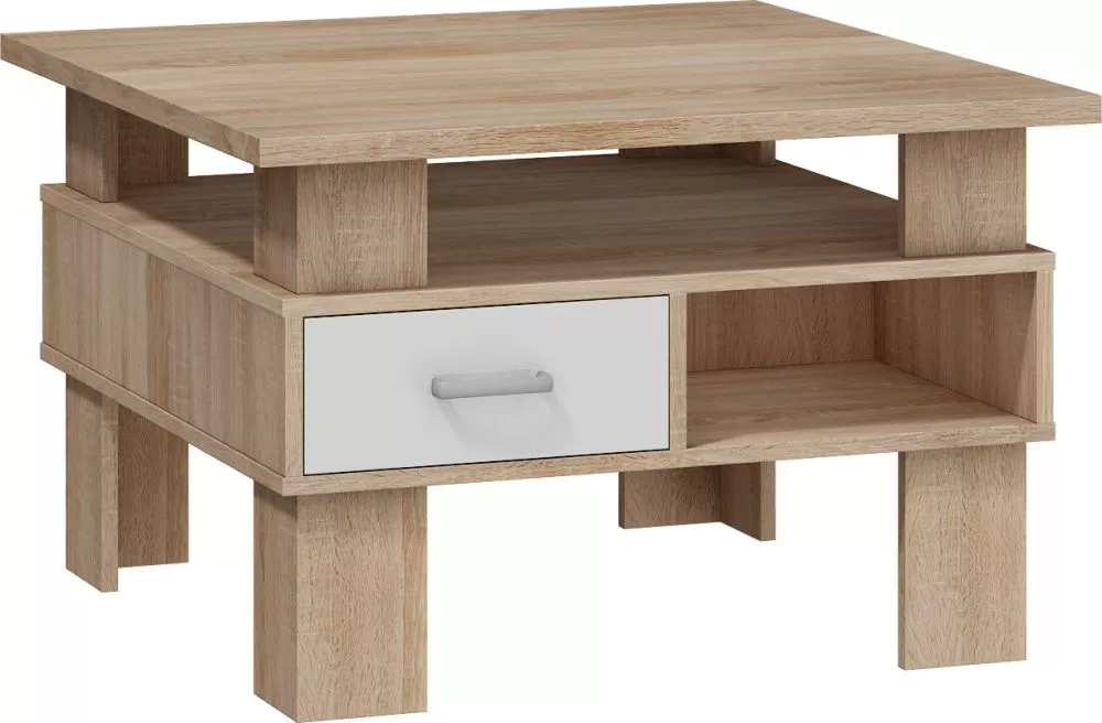 Žurnālgalds Gamma Galda virsmas biezums: 2.5 cm, · Sonoma + balts · 80 × 80 × 52 cm