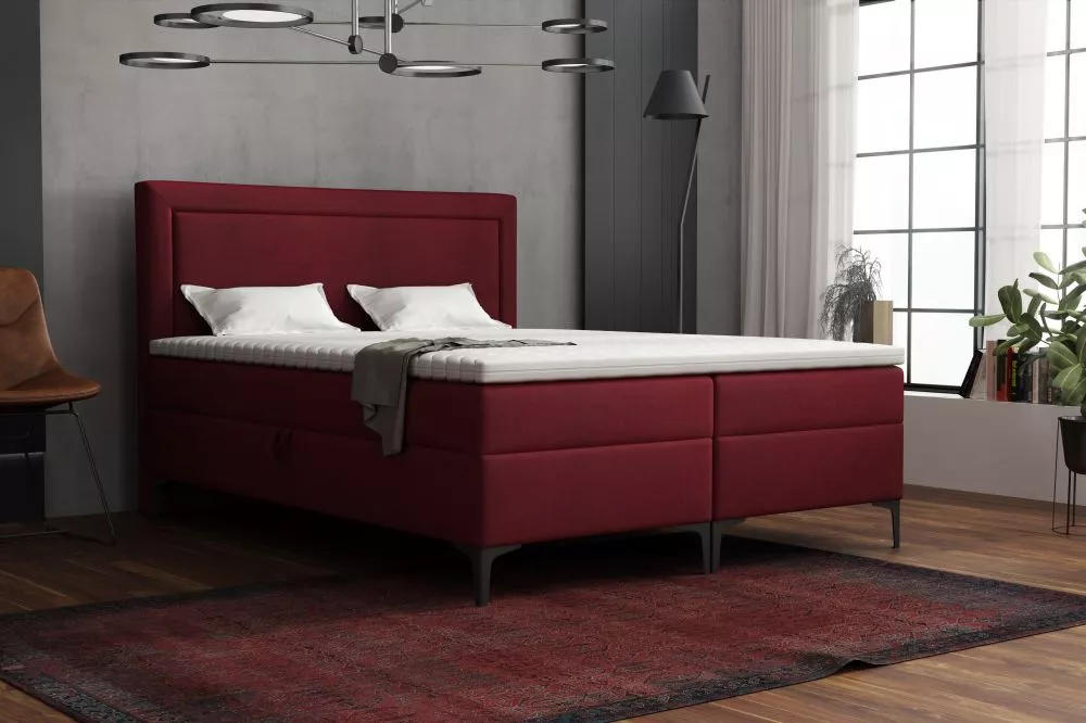 Gulta Tempe Boxspring Standard Guļamvietas platums: 200 cm, Guļamvietas garums: 200 cm, · Sarkans · 200 × 212 × 116 cm