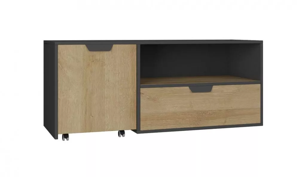 TV tumba Nano 10 · Grafīts + ozols riviera · 120 × 50 × 45 cm