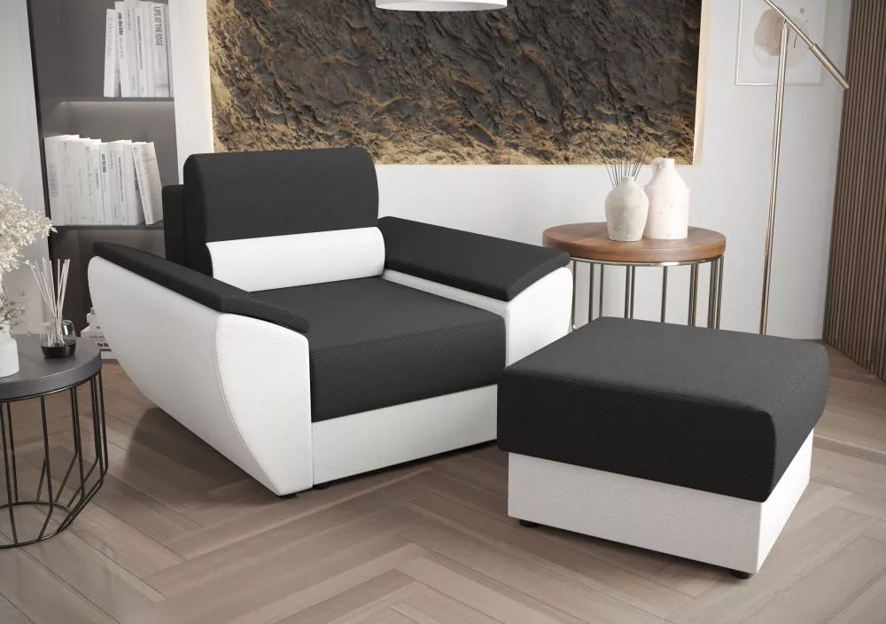 Komplekts Rebi 1S+P Standard · Tumši pelēks + balts · 80 × 120 × 78 cm