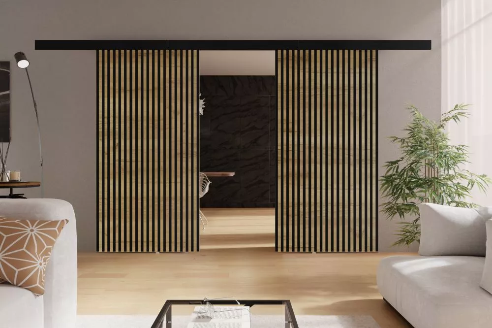 Bīdāmās durvis Belmo Duo · Ozols craft zelts · 212 × 205 cm