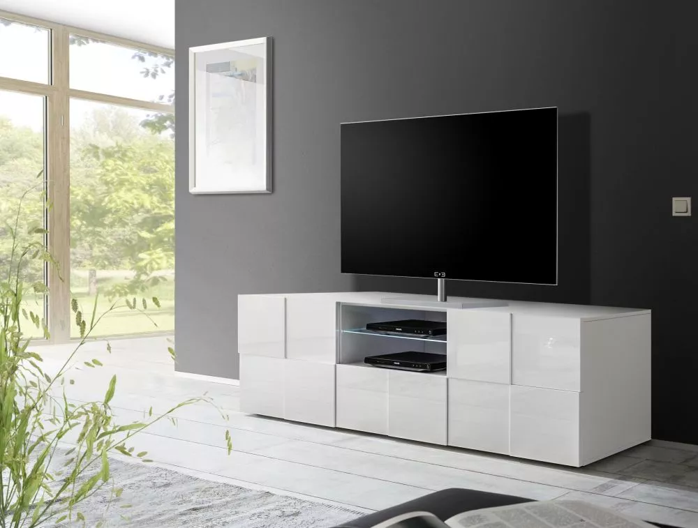 TV tumba Dama 02 · Balts · 181 × 43 × 57 cm
