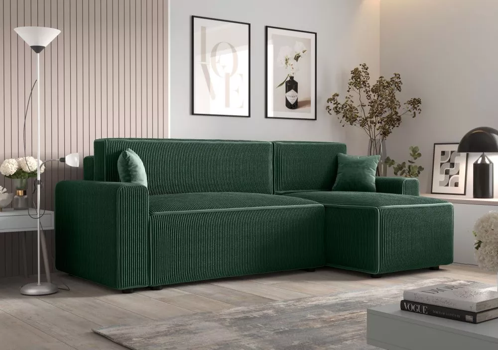 Dīvāns Mira L Bis Standard · Zaļš · 140 × 231 × 90 cm