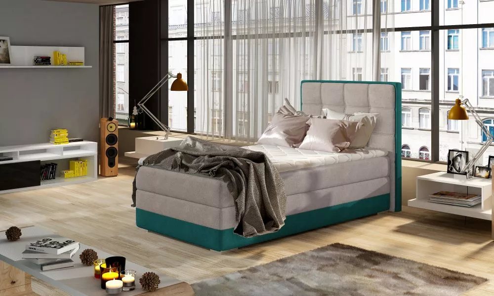 Gulta Aster 90x200 Boxspring standard Guļamvietas platums: 90 cm, Guļamvietas garums: 200 cm, · Gaiši pelēks + zaļš · 95