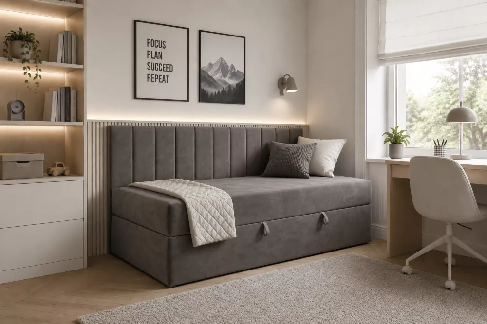 Gulta Intaro 35M Standard Guļamvietas platums: 90 cm, Guļamvietas garums: 200 cm, · Tumši pelēks · 95 × 203 × 89 cm