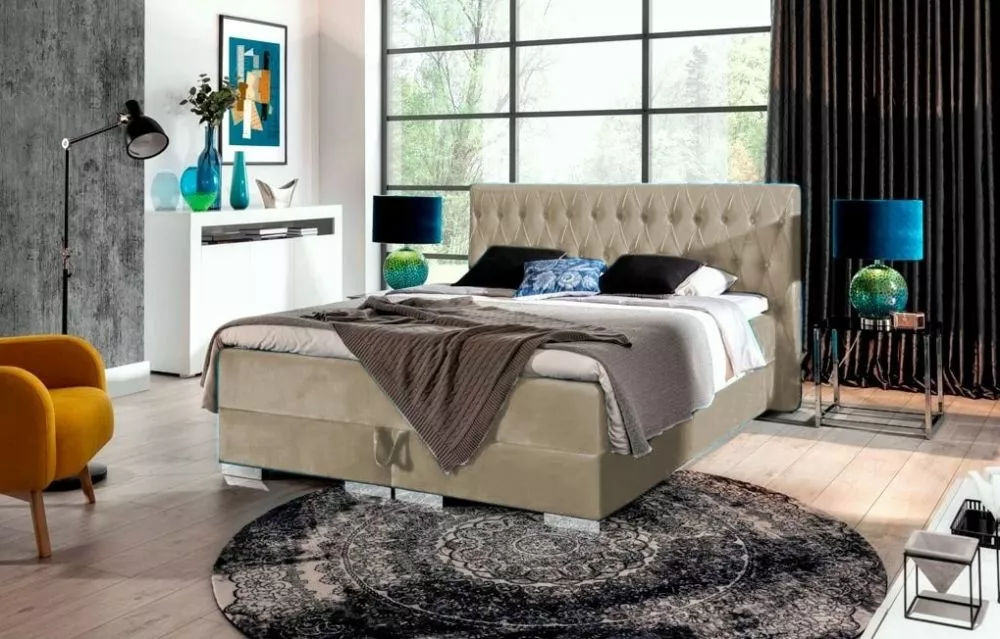 Gulta Kacper 3 Boxspring Standard Guļamvietas platums: 160 cm, Guļamvietas garums: 200 cm, · Bēšs · 180 × 212 × 109 cm