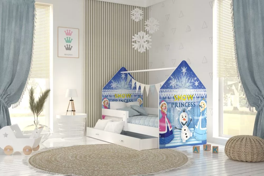 Bērnu gulta Daisy House Frozen ar stelāžu Guļamvietas platums: 80 cm, Guļamvietas garums: 160 cm, · 85 × 163 × 120 cm