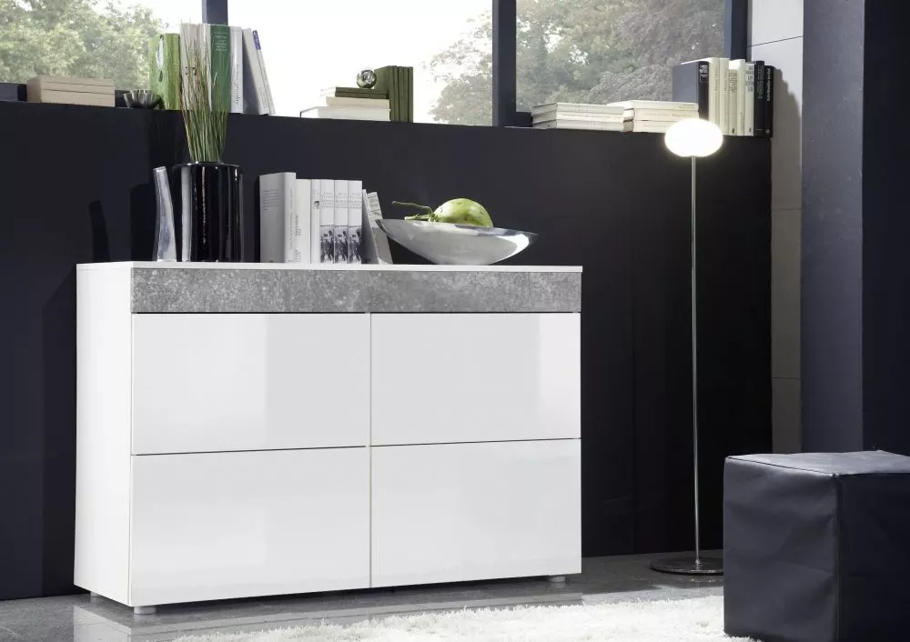 Kumode Light K · Balts + betons · 100 × 40 × 75 cm