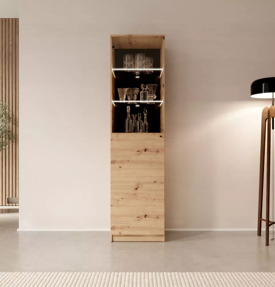 Sekcija Evi 07 ar LED · Ozols artisan · 50 × 40 × 190 cm