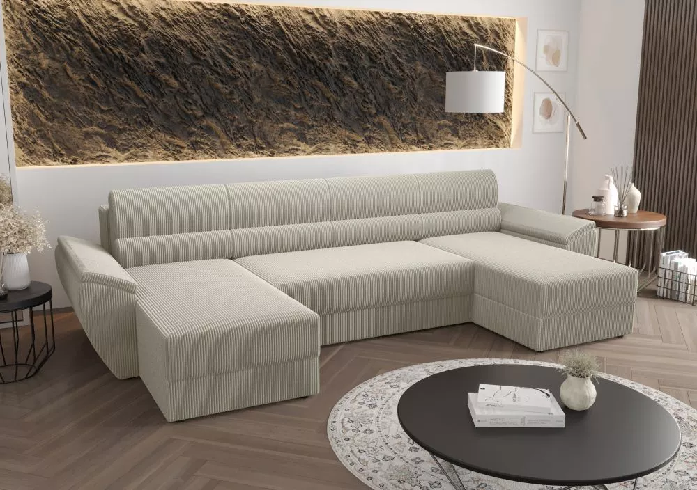 Dīvāns Rebi U2 Standard · Sudrabs · 140 × 321 × 88 cm