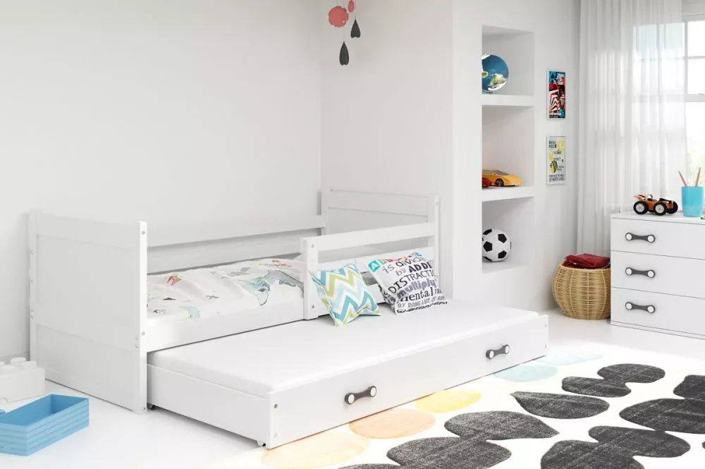 Bērnu gulta Rico Trundle White ar stelāžu Guļamvietas platums: 80 cm, Guļamvietas garums: 190 cm, · 87 × 195 × 73 cm