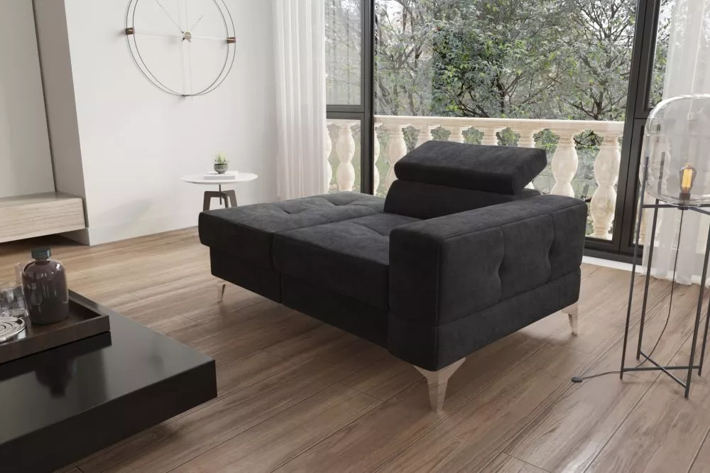 Dīvāns Toscania 1S Premium standard · Melns · 97 × 135 × 78 cm