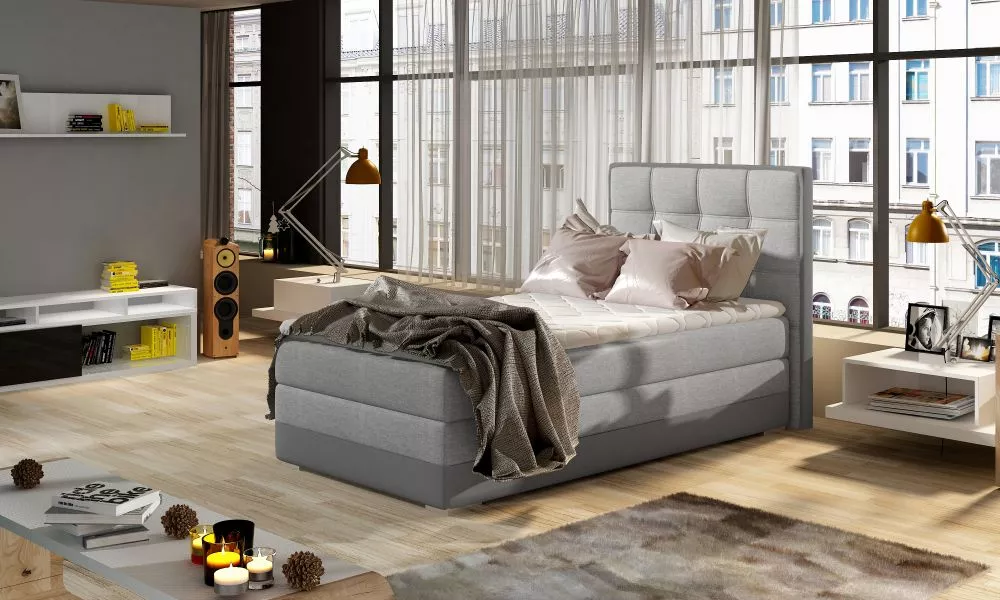 Gulta Aster 90x200 Boxspring standard Guļamvietas platums: 90 cm, Guļamvietas garums: 200 cm, · Gaiši pelēks + pelēks · 