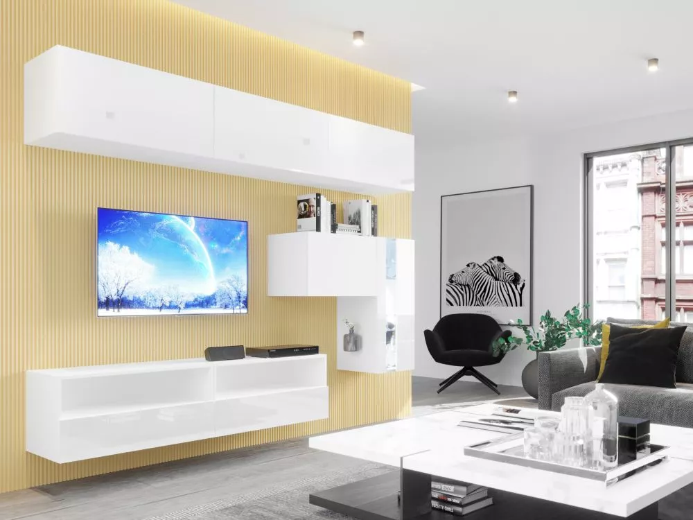 Sekcija Box 72 ar LED · Balts · 258 × 38 cm