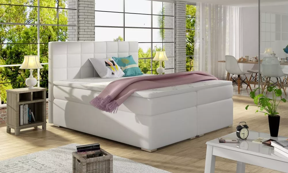 Gulta Alice Boxspring standard Guļamvietas platums: 140 cm, Guļamvietas garums: 200 cm, · Balts · 143 × 205 × 126 cm