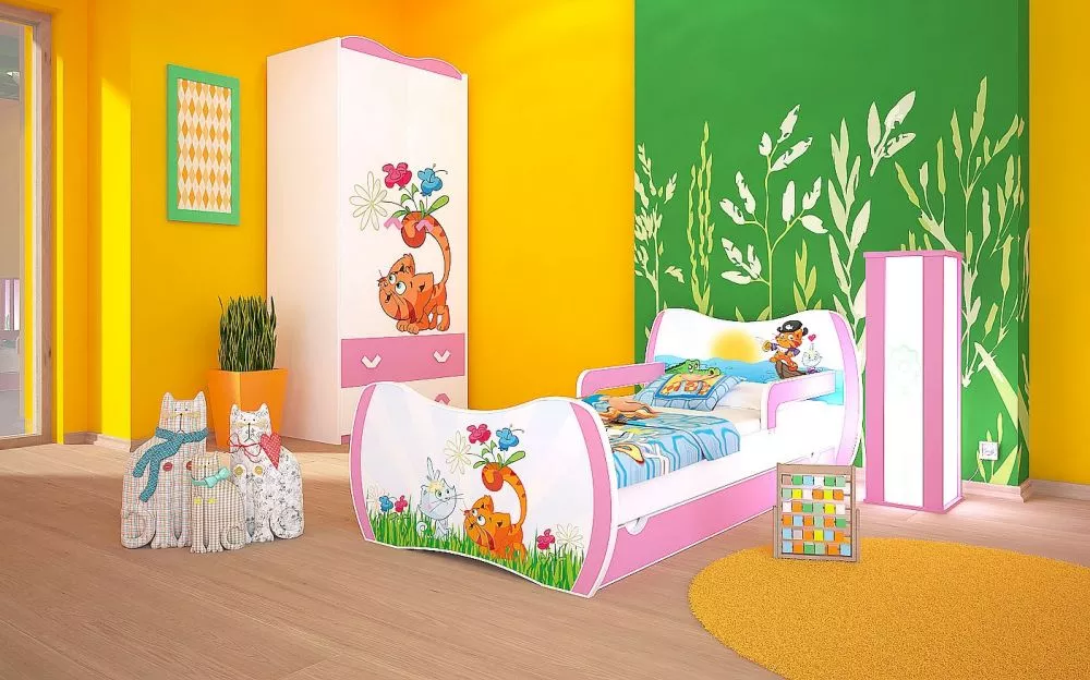 Bērnu gulta Dream L02 140x70 DM25 ar stelāžu Guļamvietas platums: 70 cm, Guļamvietas garums: 140 cm, · 94 × 144 × 71 cm