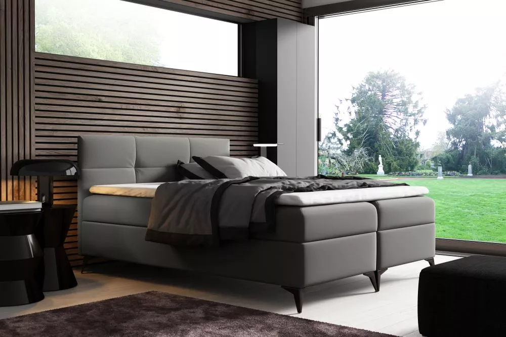Gulta Figaro Boxspring Standard Guļamvietas platums: 120 cm, Guļamvietas garums: 200 cm, · Pelēks · 124 × 208 × 115 cm