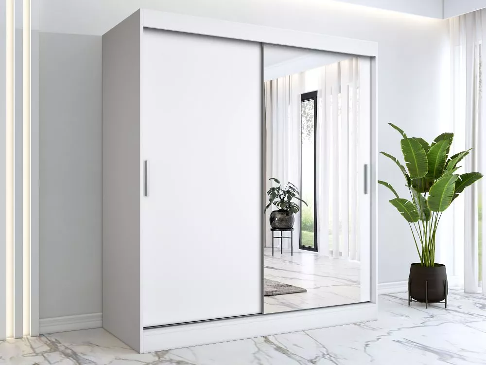 Skapis Hugo Mirror · Balts · 180 × 60 × 200 cm