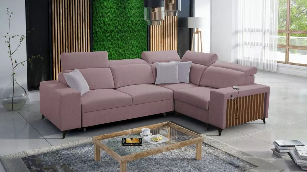 Dīvāns Bartone 2 Standard · Rozā · 203 × 283 × 83 cm