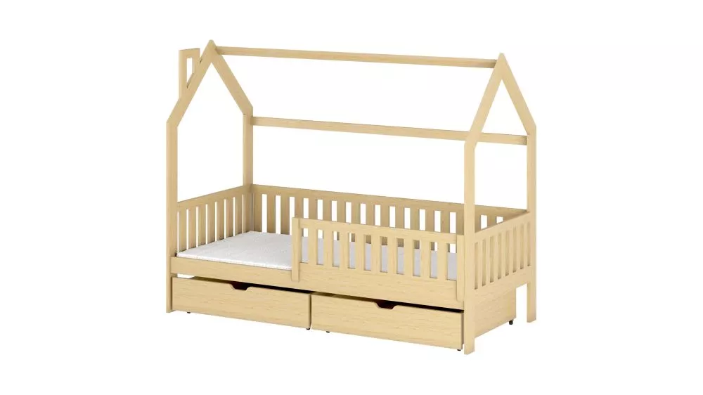 Bērnu gulta Natan ar stelāžu Guļamvietas platums: 80 cm, Guļamvietas garums: 200 cm, · Priede · 86 × 204 × 148 cm