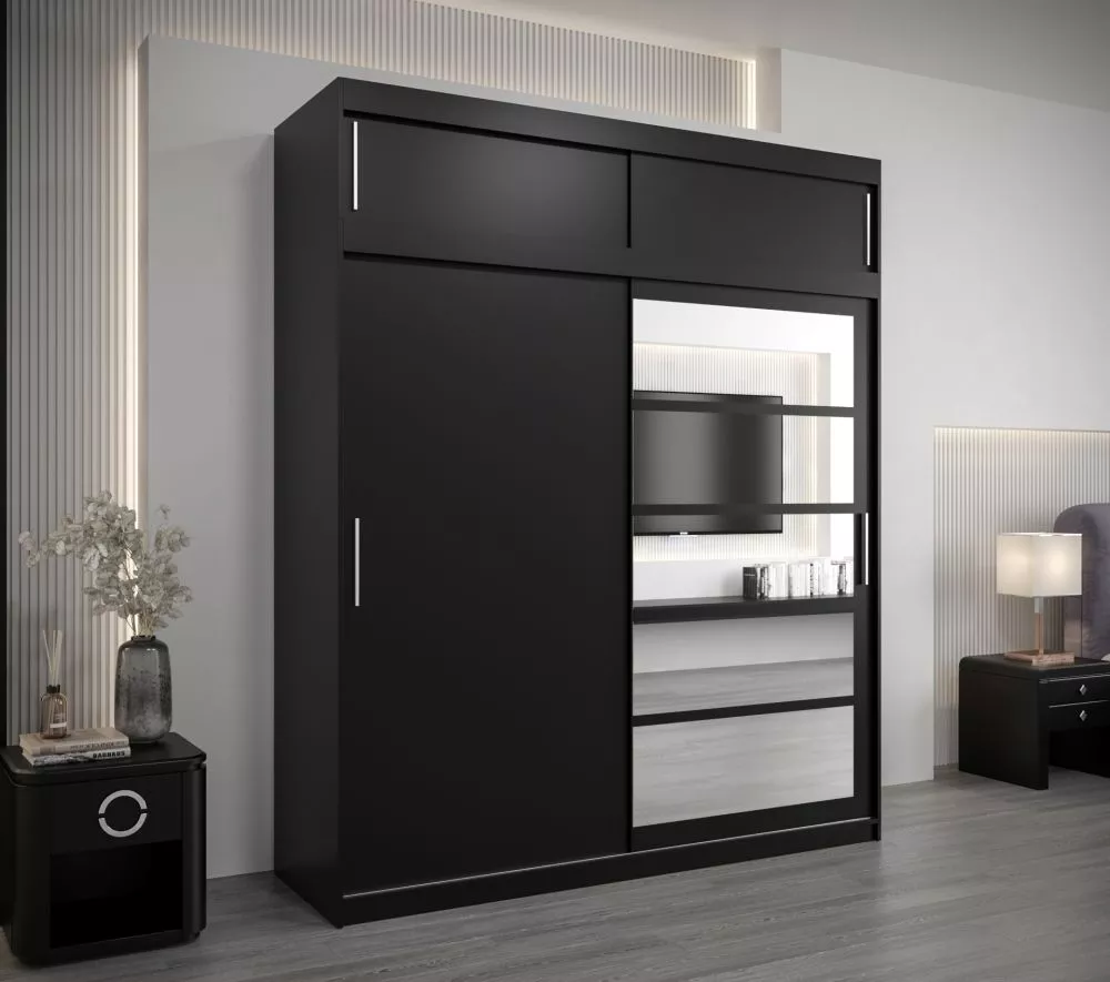Skapis Roma 1 Premium · Melns · 200 × 62 × 240 cm