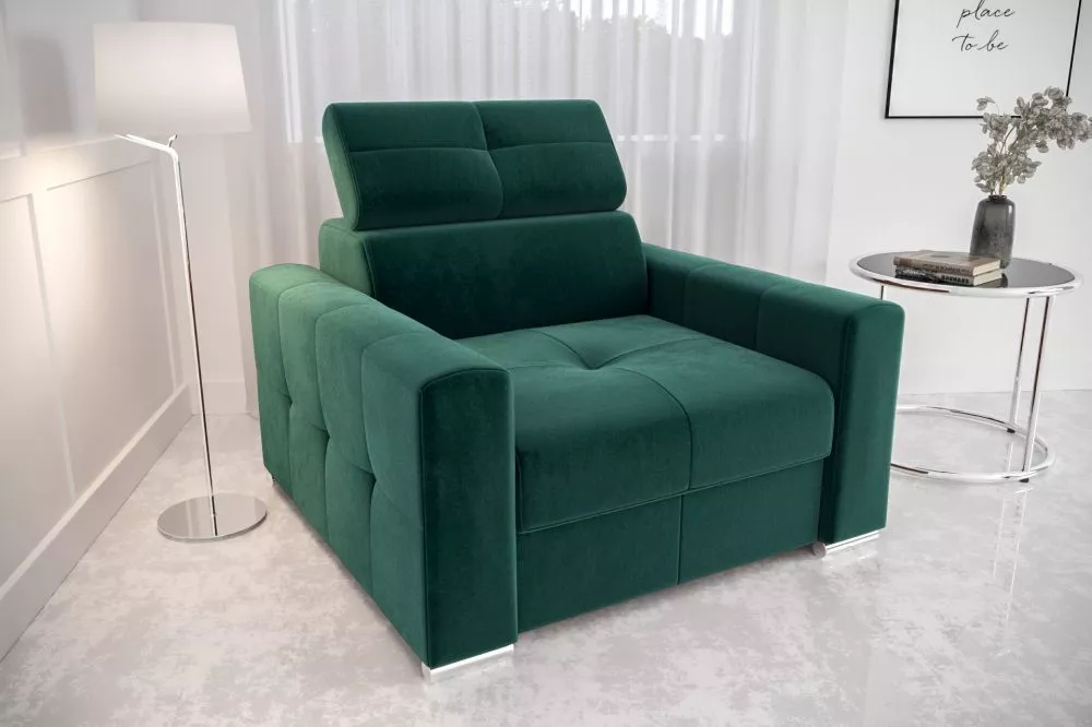 Mīksts krēsls Margo 1S Standard Sēdvietas dziļums: 60 cm, · Zaļš · 110 × 100 × 78 cm