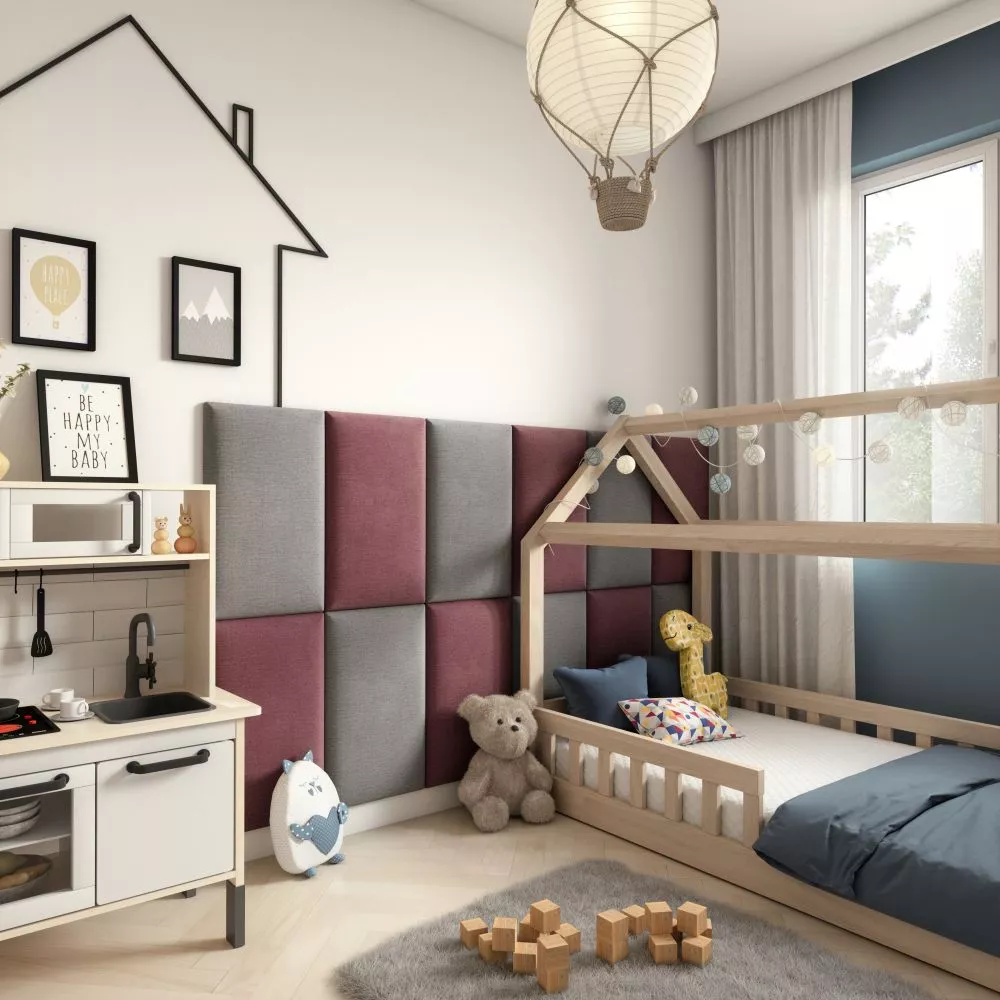 Panelis Quadratta 180x100 · Rozā + gaiši pelēks · 180 × 100 cm
