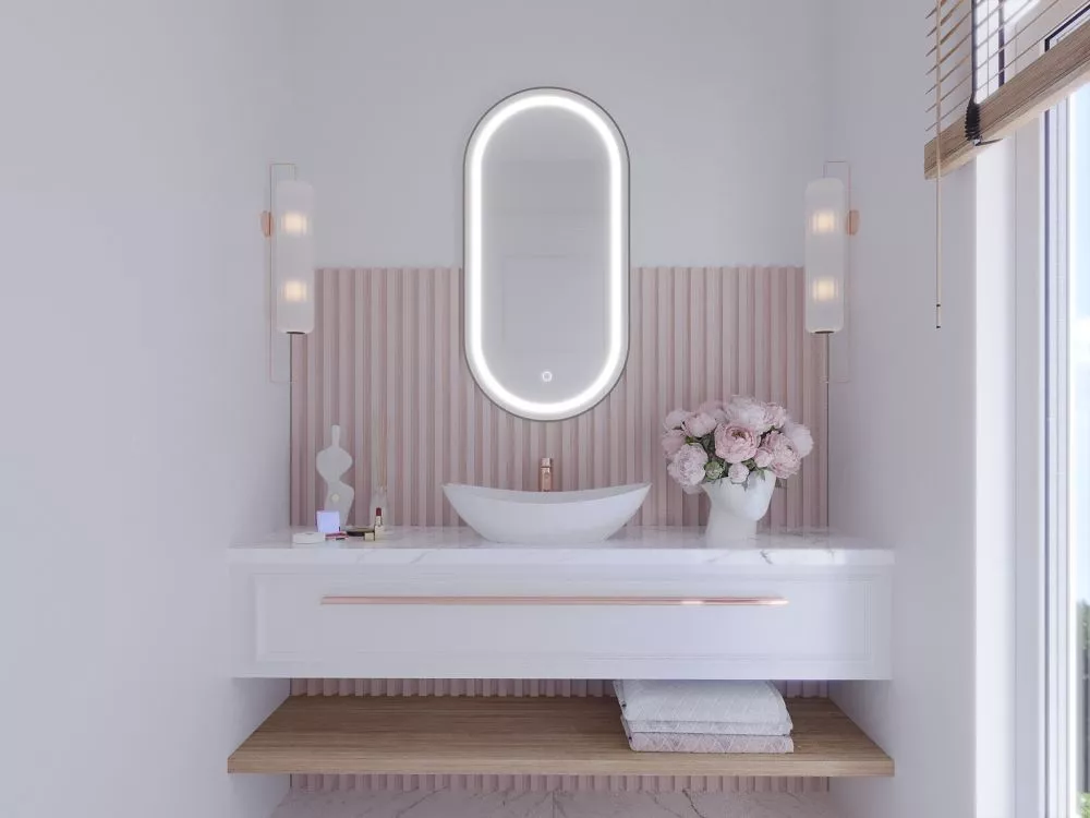 Spogulis Robienti L ar LED · Melns · 50 × 4 × 100 cm