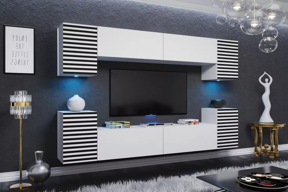 Sekcija Sigma ar LED · Balts · 240 × 35 × 170 cm
