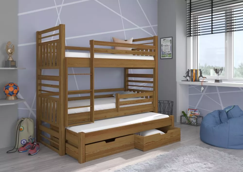Bērnu gulta Hipolit ar stelāžām Kāpņu puse: Pa labi, Guļamvietas platums: 80 cm, Guļamvietas garums: 180 cm, · 87 × 190 