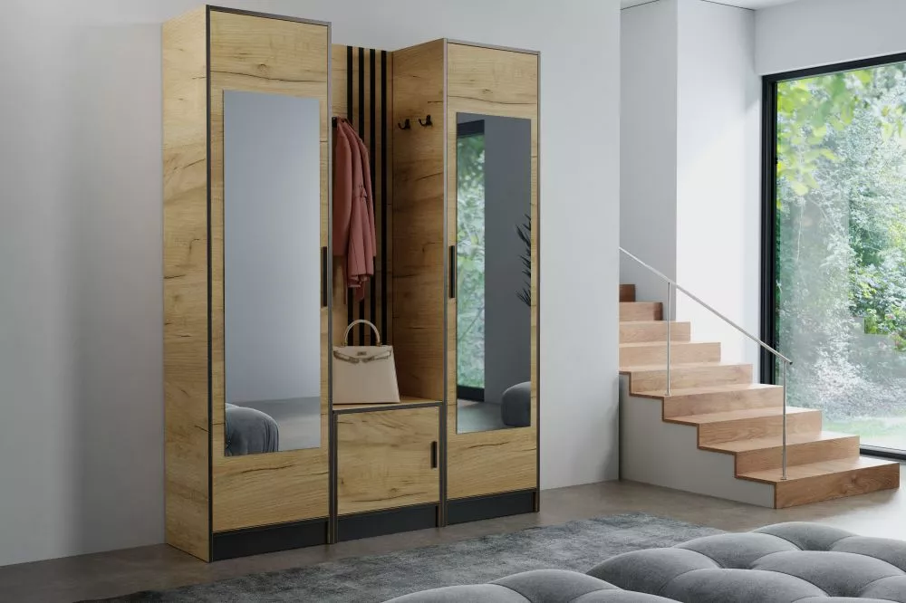 Koridora iekārta Roj Plus 12 · Ozols craft zelts · 160 × 39 × 205 cm