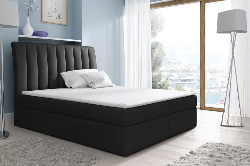 Gulta Nero Boxspring Premium Standard Guļamvietas platums: 160 cm, Guļamvietas garums: 200 cm, · Melns · 160 × 217 × 123