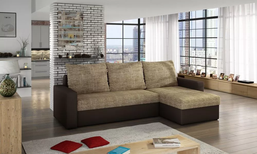 Dīvāns Livio Lux standard · Bēšs + brūns · 150 × 237 × 90 cm