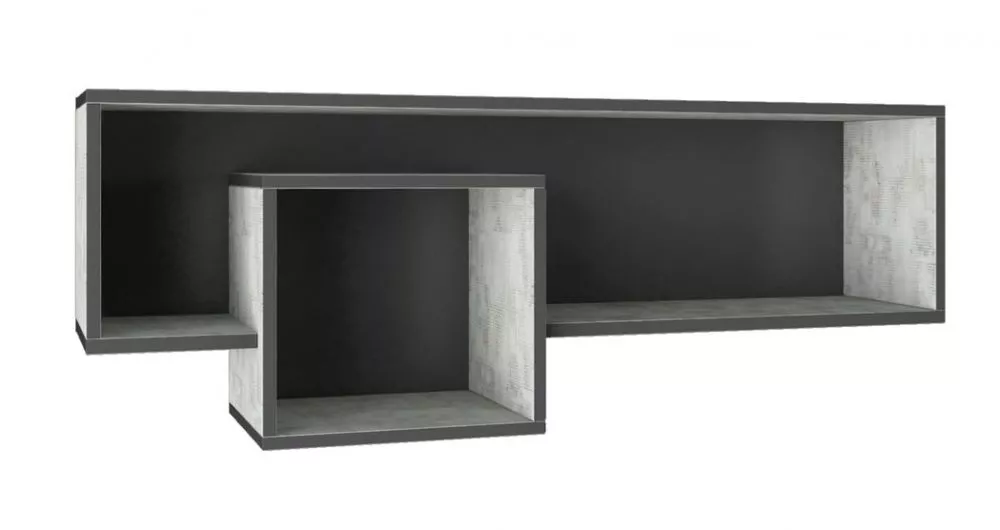 Plaukts Nano 12 · Grafīts + enigma · 110 × 40 × 28.5 cm