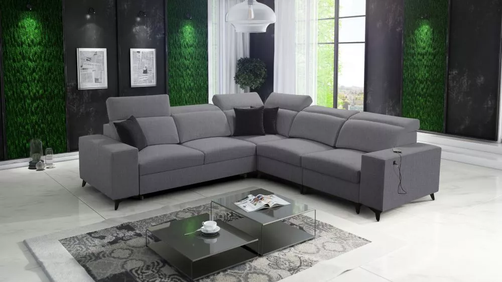 Dīvāns Bartone 3 Mix Standard · Pelēks · 283 × 283 × 83 cm