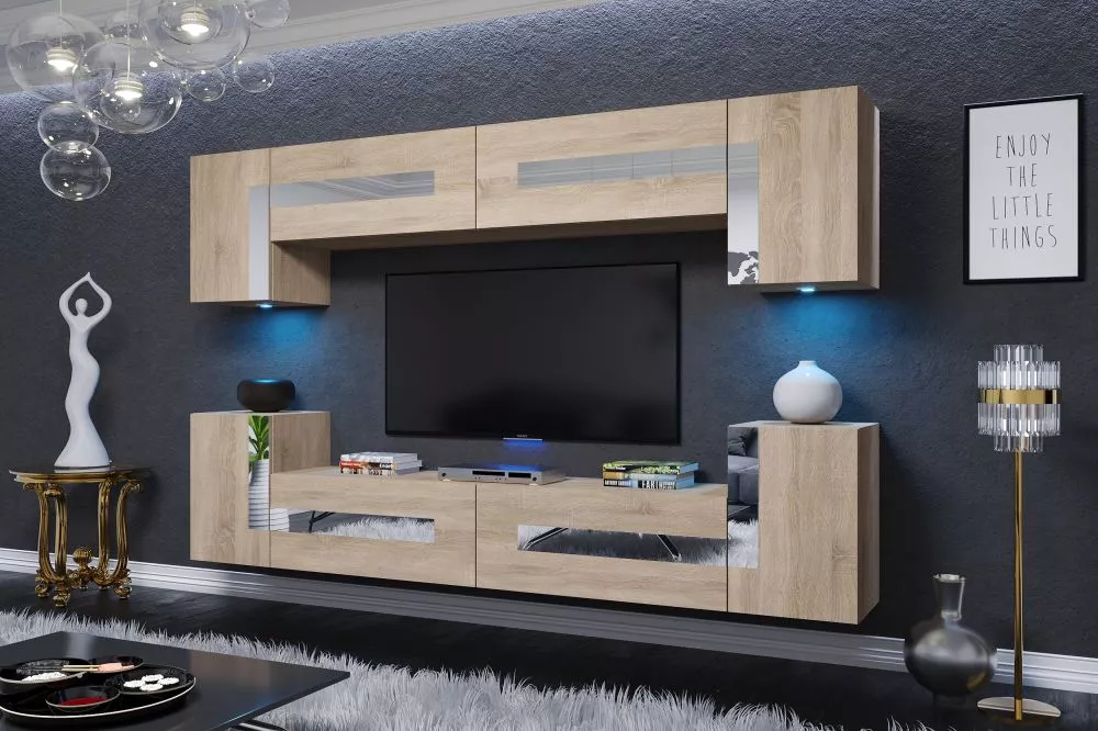 Sekcija Astroga ar LED · Ozols sonoma · 240 × 35 × 170 cm