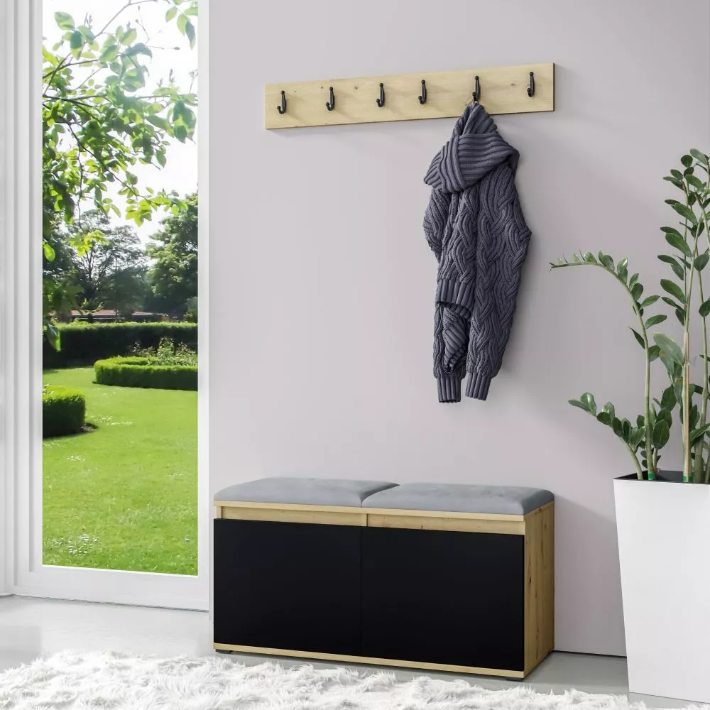 Apavu plaukts Emi 5 Trinity Korpusa krāsa: ozols artisan + melns, · 100 × 40 cm