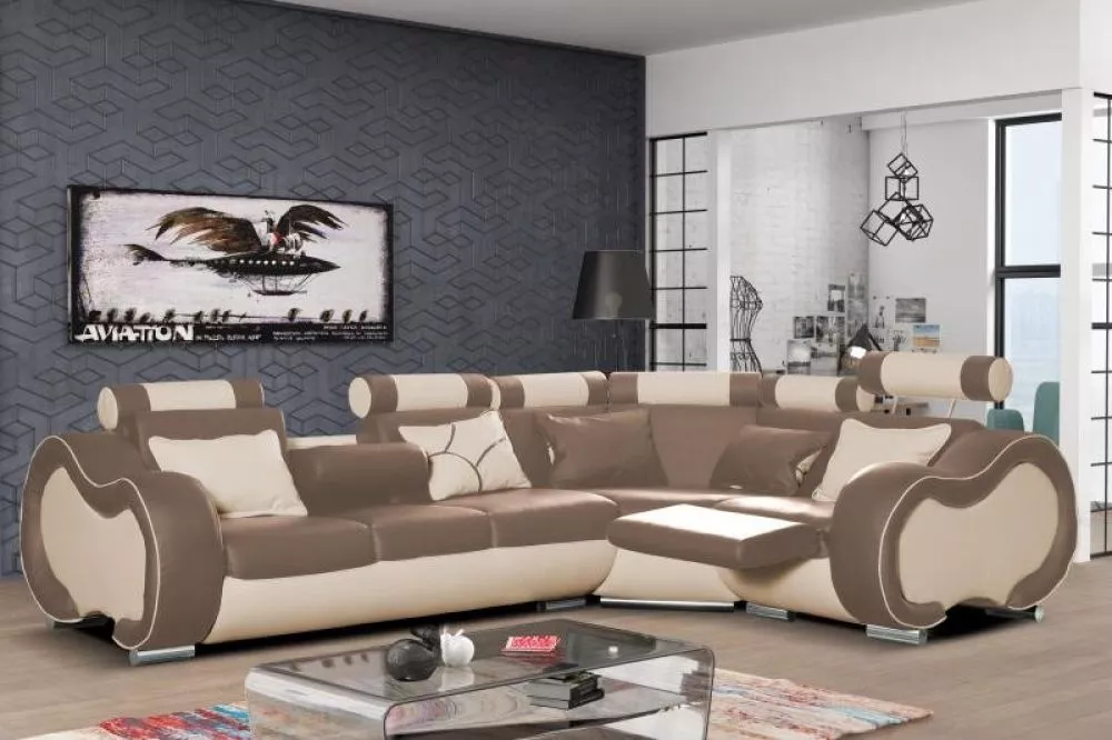 Dīvāns Arizona B Medium Standard · Brūns + krēms · 205 × 305 × 87 cm