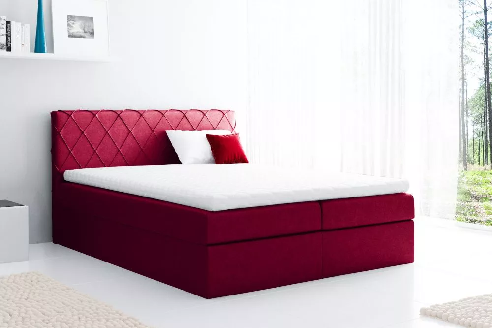 Gulta Paros Boxspring Premium Standard Guļamvietas platums: 160 cm, Guļamvietas garums: 200 cm, · Sarkans · 164 × 208 × 