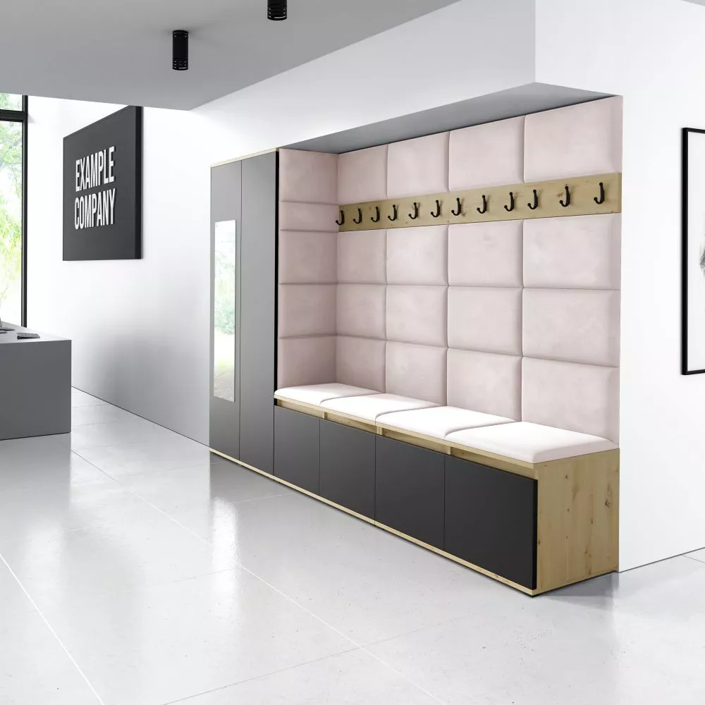 Apavu plaukts Emi 9 Trinity Korpusa krāsa: ozols artisan + melns, · 290 × 185 × 40 cm