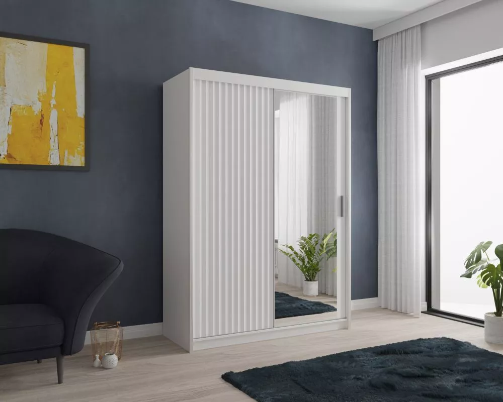 Skapis Chicago Wave · Balts · 150 × 62 × 216 cm