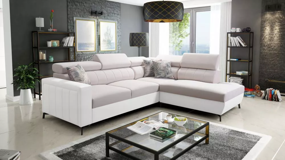 Dīvāns Baltico 3 Mini Standard · Krēma + balts · 224 × 265 × 83 cm