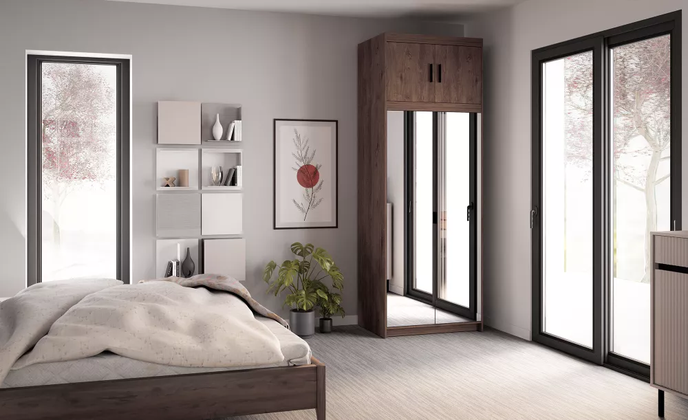 Skapis Elena 2D Premium ar spoguļiem · Lefkas · 89.7 × 53 × 245.5 cm